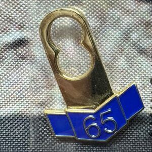 Lions Club Gold Tone Blue Enamel 65 Years of Service Milestone Pin Enhancers